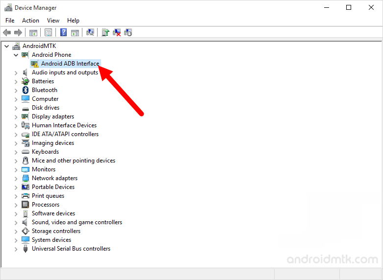 device manager adb driver installed