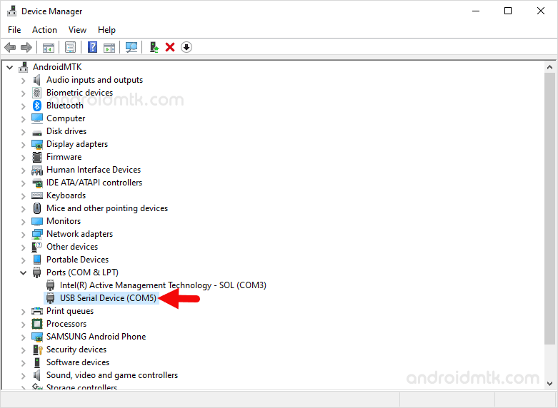 Device Manager COM Port