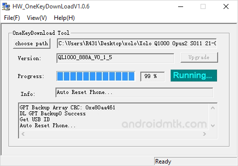 HW OneKeyDownload Flash Running