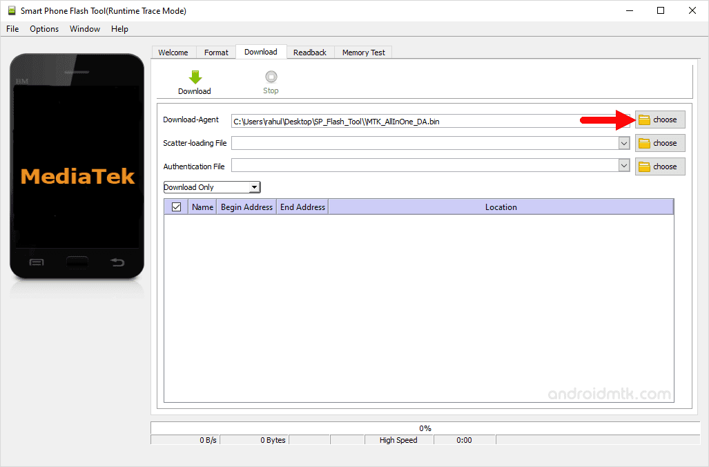 sp flash tool download agent