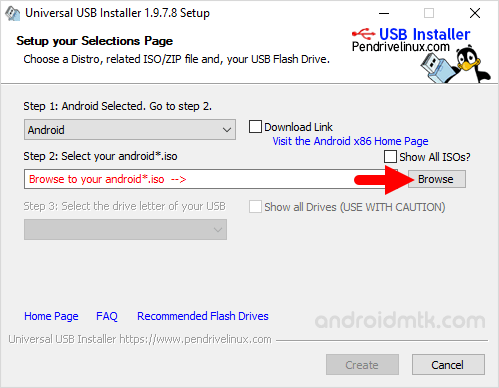 Universal USB Installer browse