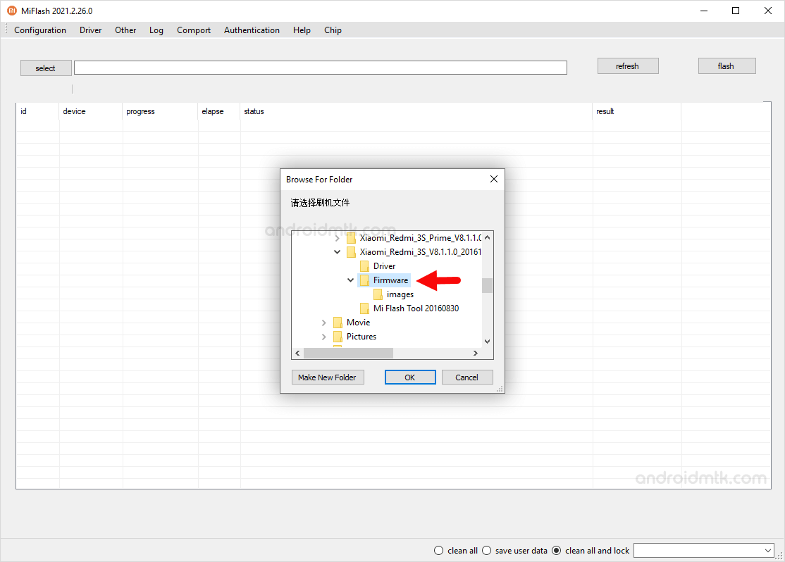 Xiaomi Mi Fash Tool Select Folder